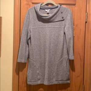 Casual top with button down cowl neck